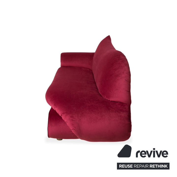 Bretz Gaudi Fabric Three-Seater Red Reupholstered in MELIA FR 851