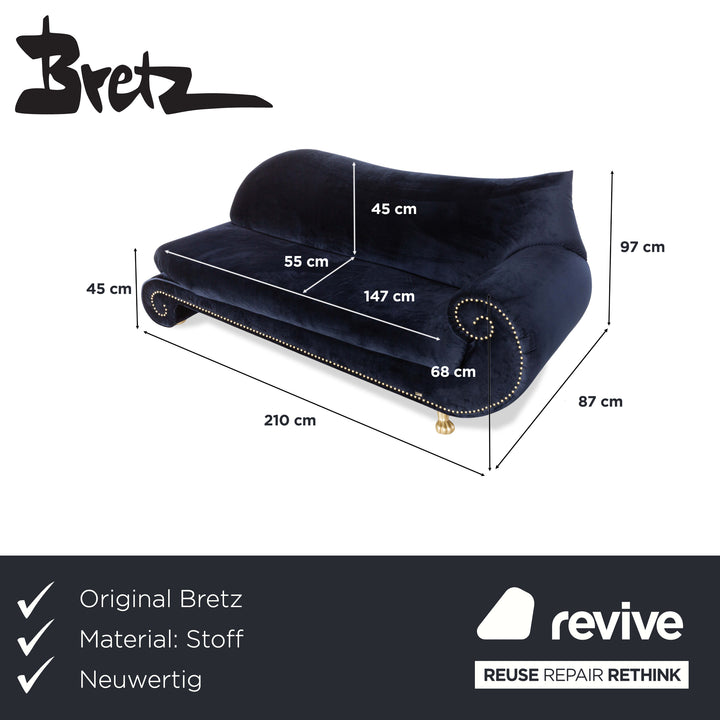 Sofá Bretz Gaudí de tela, tres plazas con chaiselongue azul, tapizado nuevo