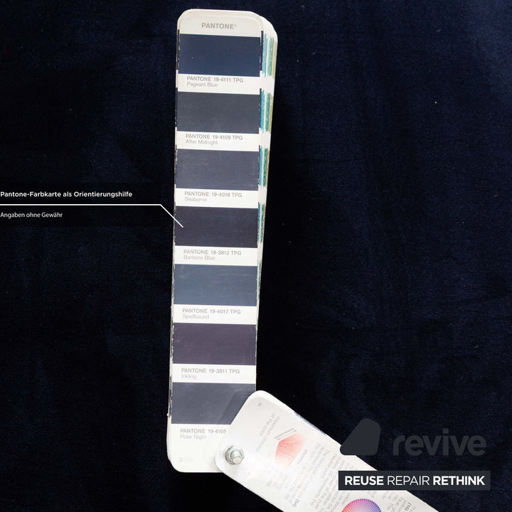 Bretz Gaudi stof driezits-recamière blauwe bank bankstel opnieuw gestoffeerd