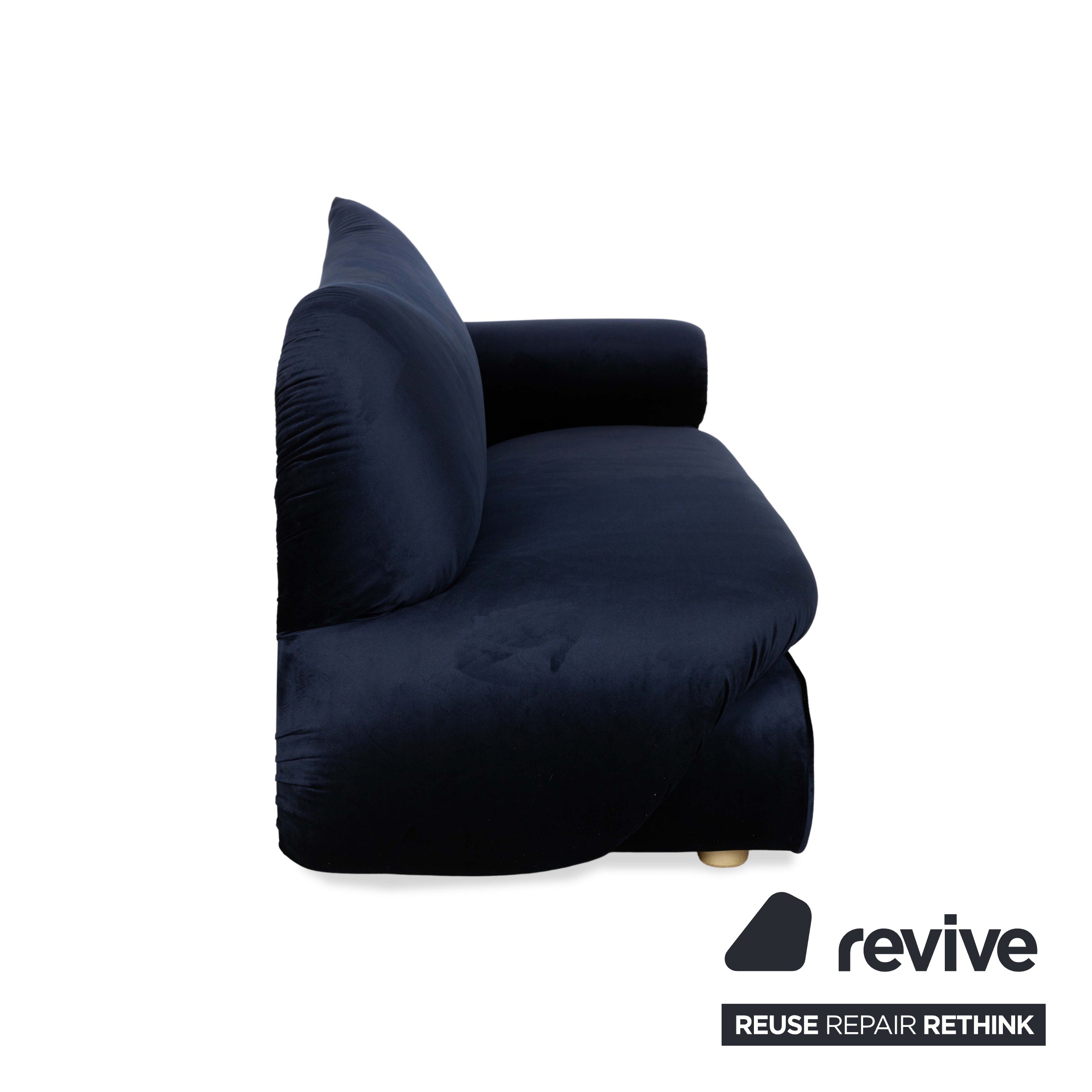 Bretz Gaudi Fabric Three-Seater Recamiere Blue Sofa Couch New Cover