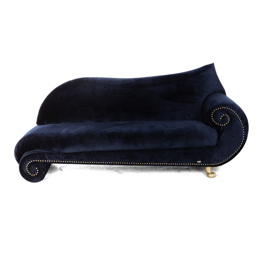 Sofá Bretz Gaudí de tela, tres plazas con chaiselongue azul, tapizado nuevo