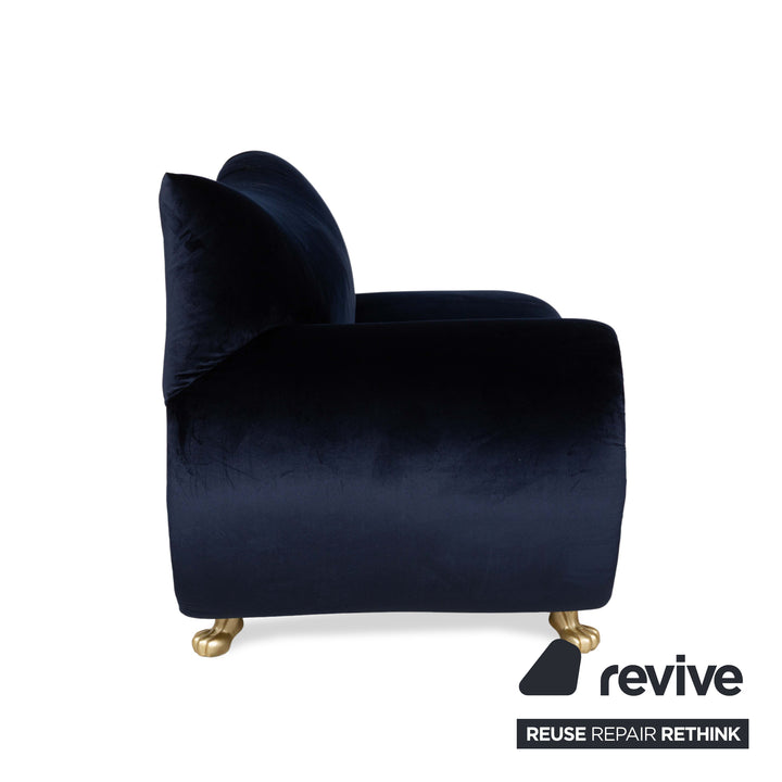 Bretz Gaudi Fabric Three-Seater Recamiere Blue Sofa Couch New Cover