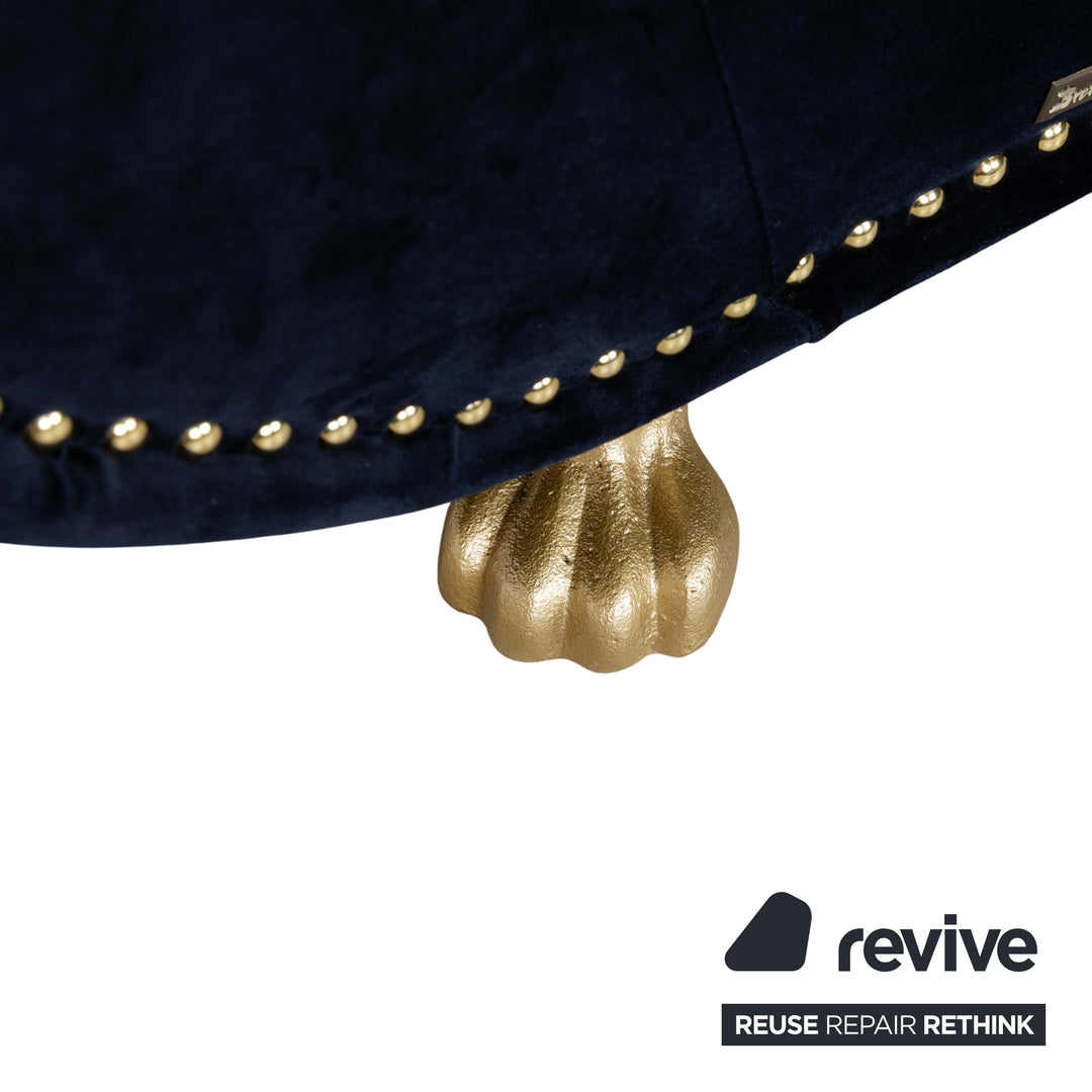 Bretz Gaudi Stoff Dreisitzer Recamiere Blau Sofa Couch Neubezug