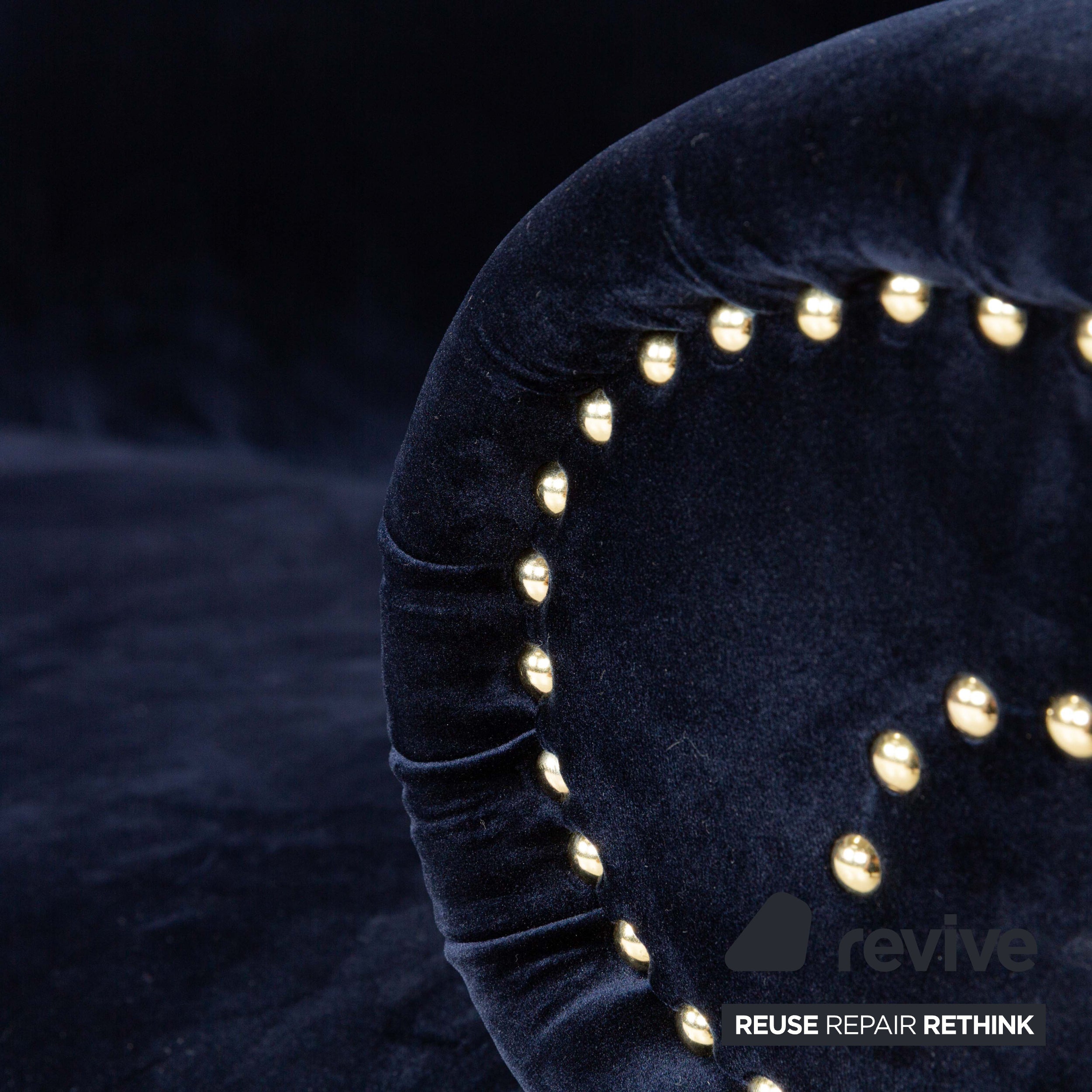 Bretz Gaudi Fabric Three-Seater Recamiere Blue Sofa Couch New Cover