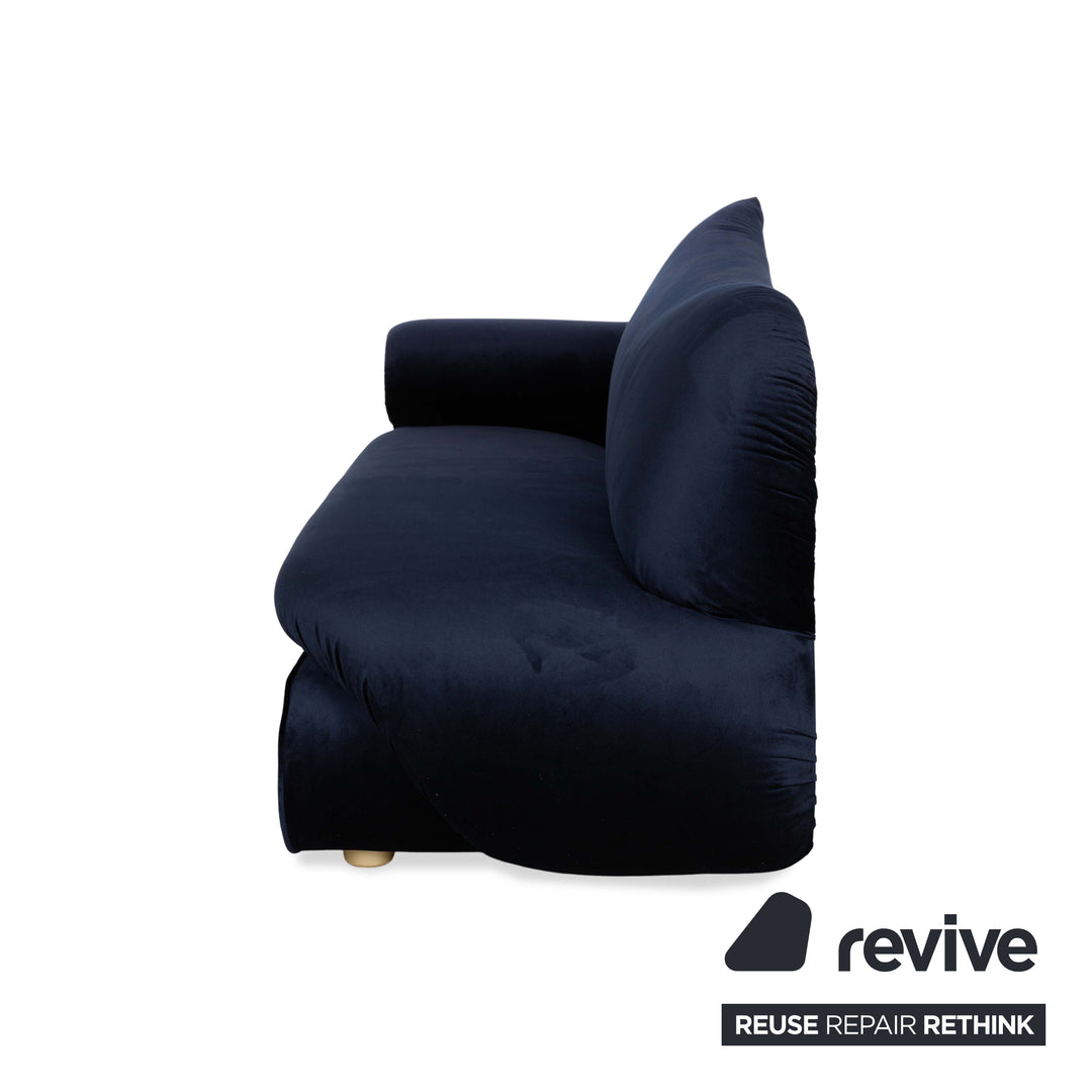Bretz Gaudi Fabric Three-Seater Recamiere Blue Sofa Couch New Cover
