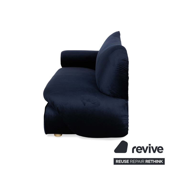 Bretz Gaudi Fabric Three-Seater Recamiere Blue Sofa Couch New Cover