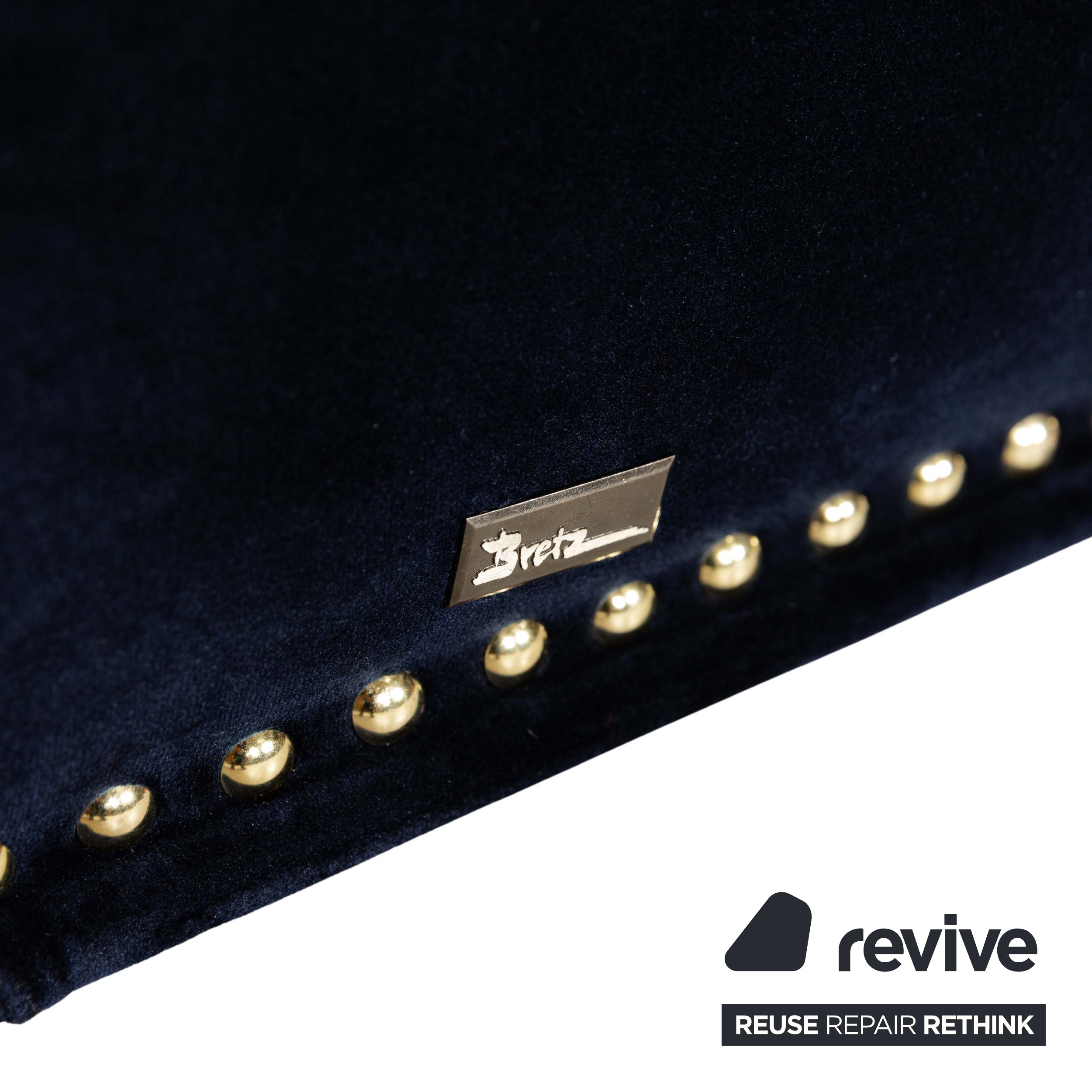 Bretz Gaudi Stoff Dreisitzer Recamiere Blau Sofa Couch Neubezug