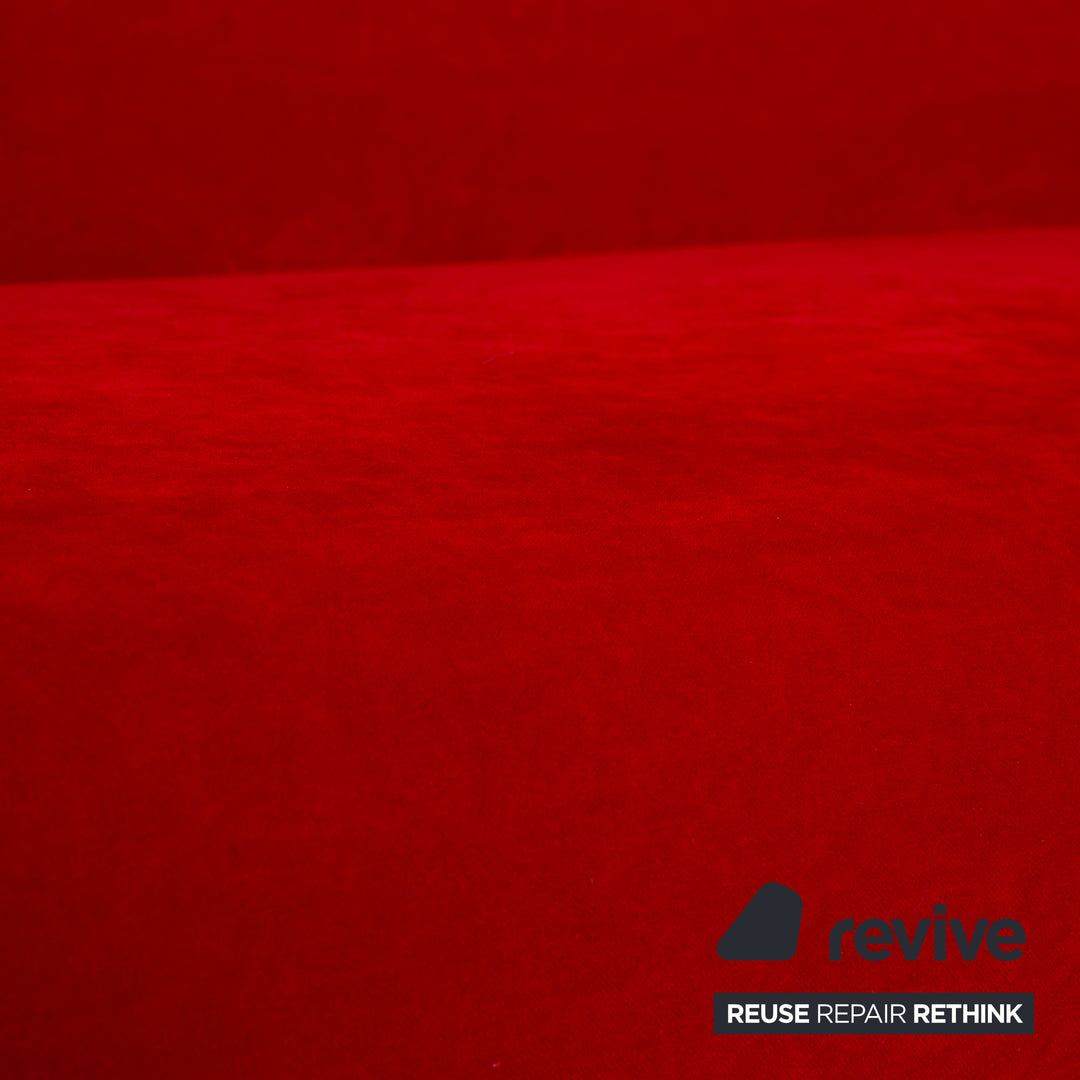 Bretz Gaudi Fabric Three Seater Chaise Longue Red Sofa Couch