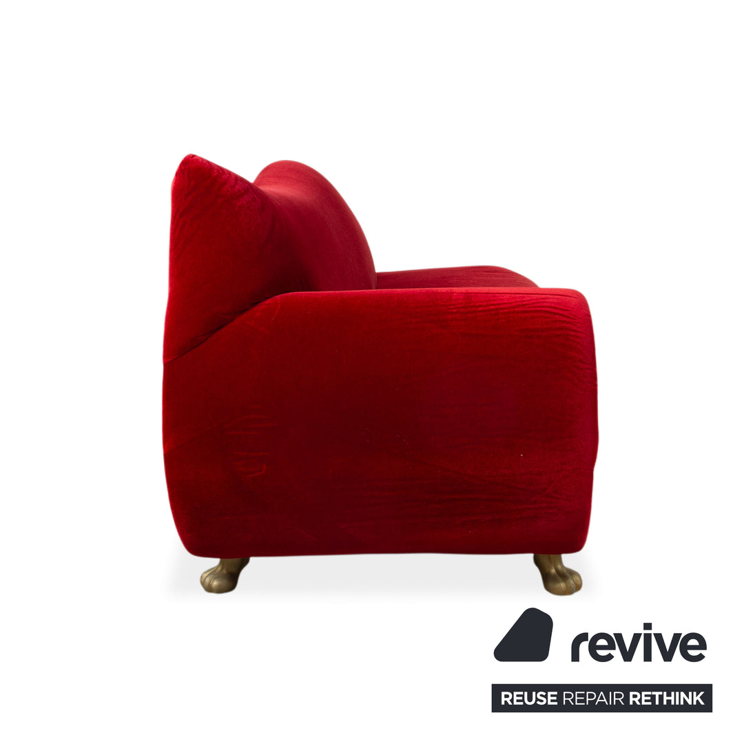 Bretz Gaudi Stoff Samt Dreisitzer Rot Gold Sofa Couch