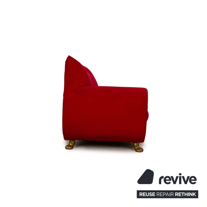 Bretz Gaudi Fabric Three Seater Chaise Longue Red Sofa Couch