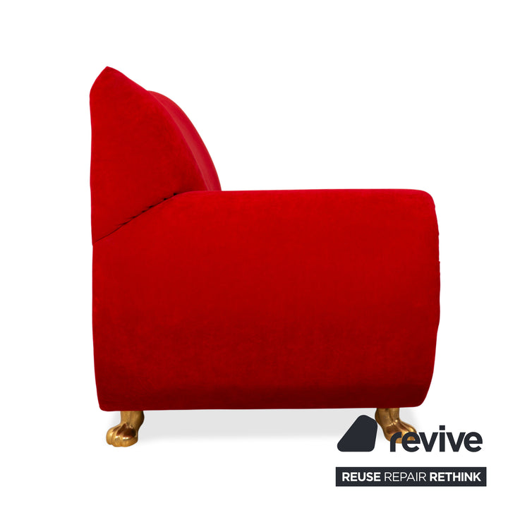 Bretz Gaudi Fabric Three Seater Chaise Longue Red Sofa Couch