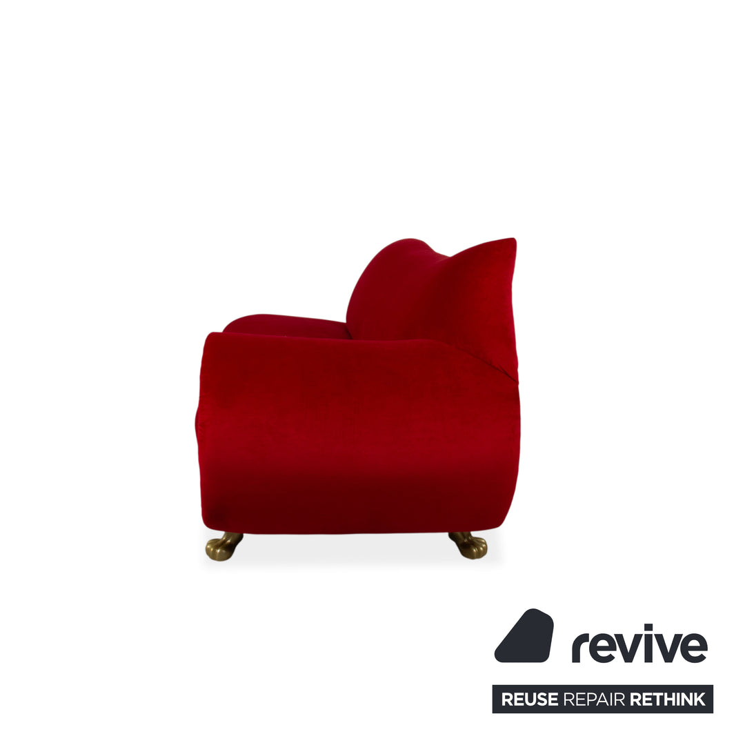 Bretz Gaudi fabric three-seater chaise longue red sofa couch reupholstered