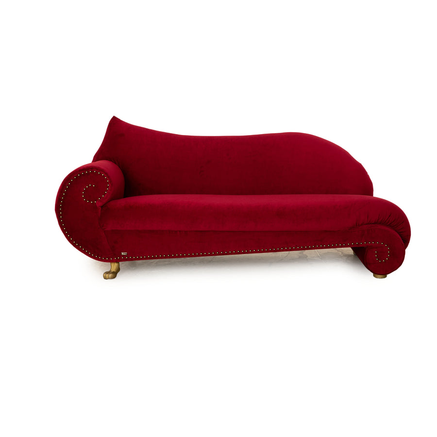 Bretz Gaudi fabric three-seater chaise longue red sofa couch reupholstered