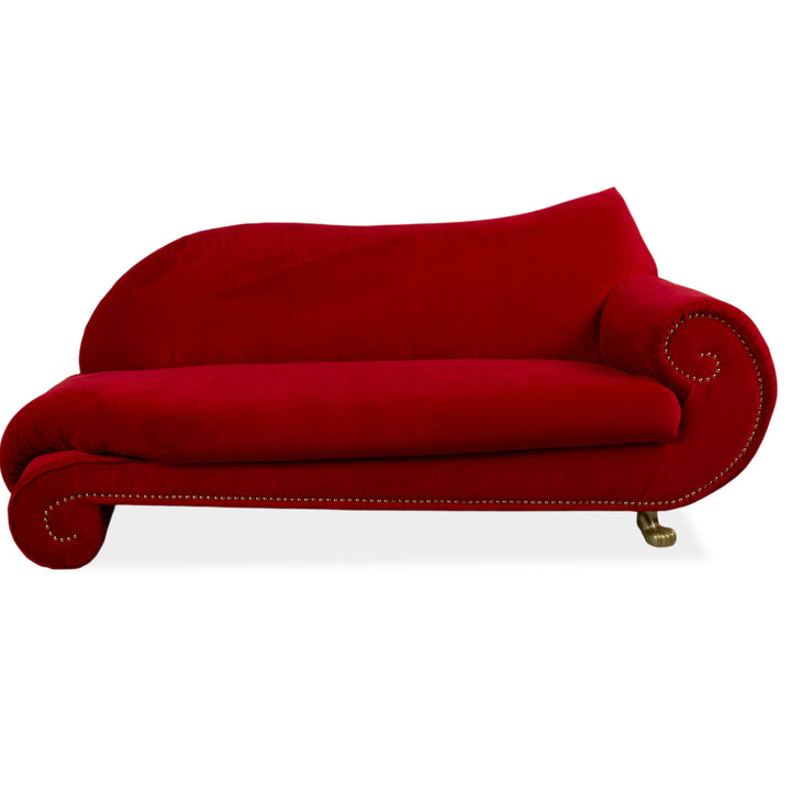 Bretz Gaudi tissu méridienne trois places canapé rouge canapé retapissé