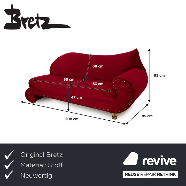 Bretz Gaudi Stoff Dreisitzer Recamiere Rot Sofa Couch Neubezug