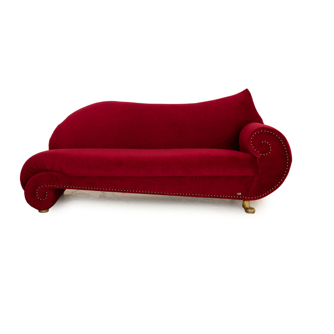 Bretz Gaudi tissu méridienne trois places canapé rouge canapé retapissé