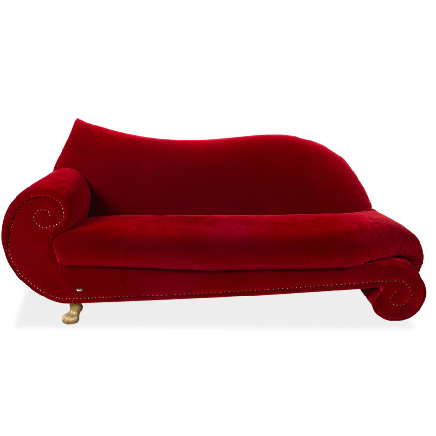 Canapé méridienne trois places en tissu Bretz Gaudi rouge