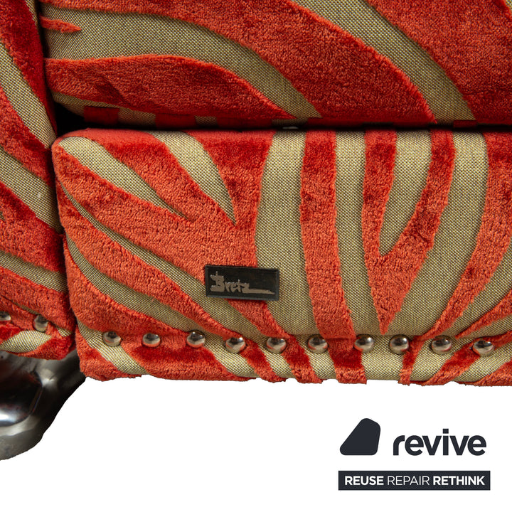 Bretz Gaudi Stoff Dreisitzer Rot Creme Muster Sofa Couch