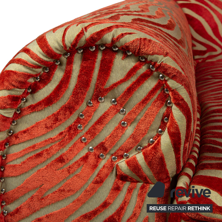 Bretz Gaudi Stoff Dreisitzer Rot Creme Muster Sofa Couch