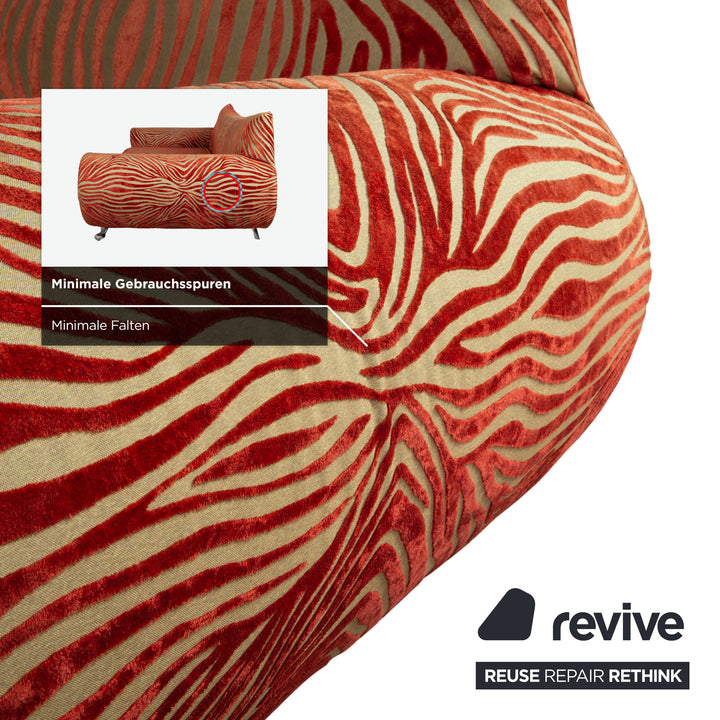 Bretz Gaudi Stoff Dreisitzer Rot Creme Muster Sofa Couch