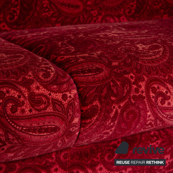 Bretz Gaudi Fabric Three-Seater Red Pattern Sofa Couch