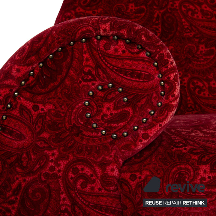 Bretz Gaudi Fabric Three-Seater Red Pattern Sofa Couch