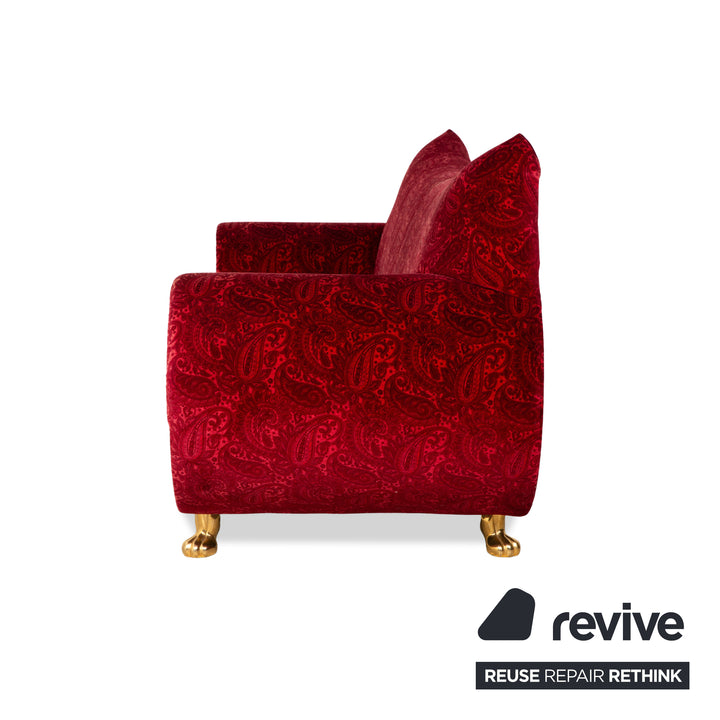 Bretz Gaudi Fabric Three-Seater Red Pattern Sofa Couch