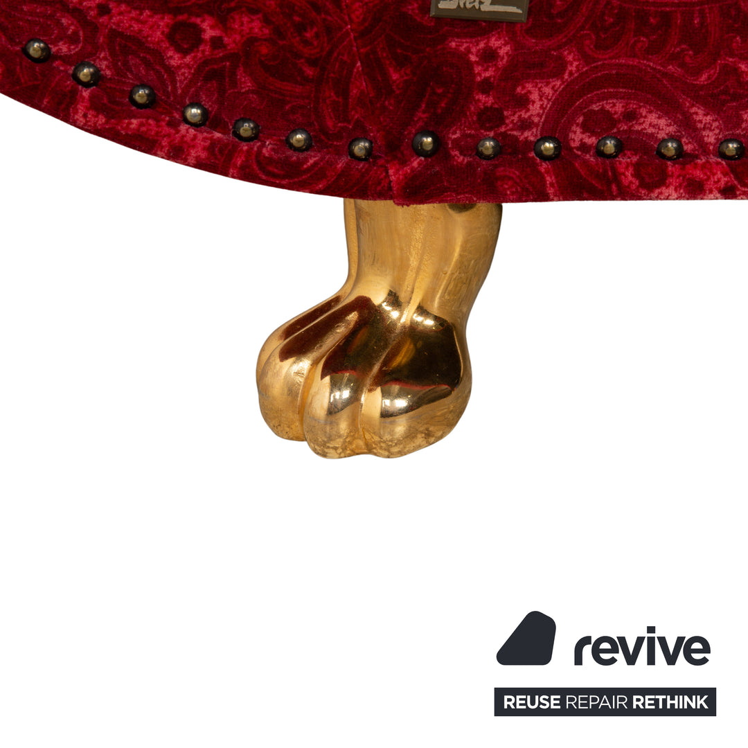 Bretz Gaudi Fabric Three-Seater Red Pattern Sofa Couch