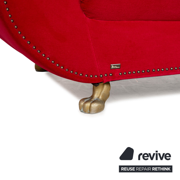 Bretz Gaudi Fabric Three Seater Red Sofa Couch