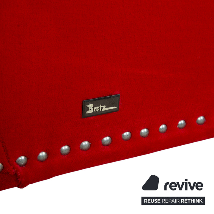 Bretz Gaudi Stoff Samt Dreisitzer Rot Silber Sofa Couch