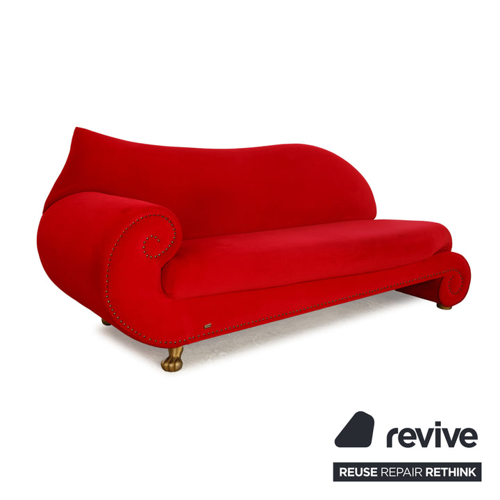 Bretz Gaudi Fabric Three Seater Red Sofa Couch