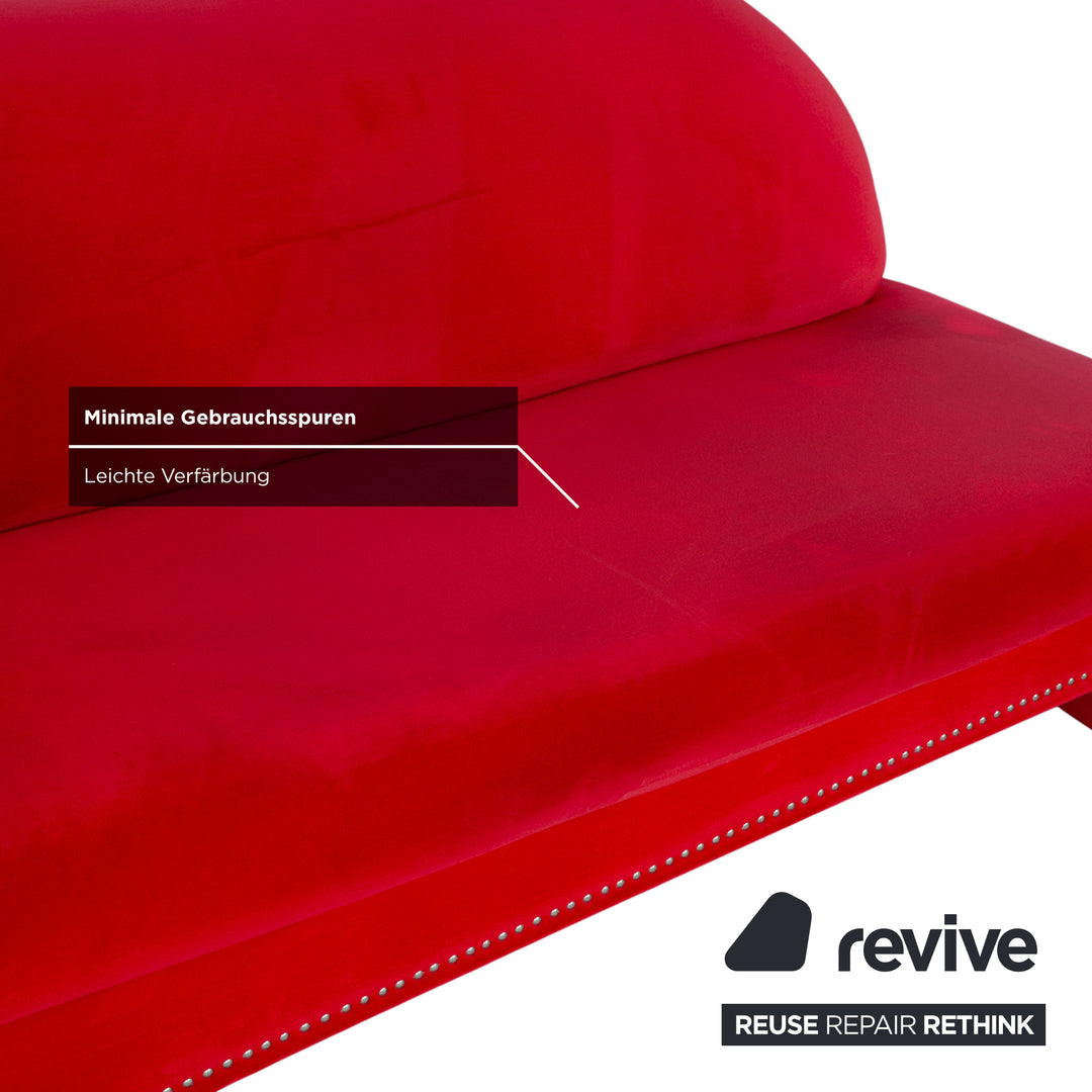 Bretz Gaudi Stoff Samt Dreisitzer Rot Silber Sofa Couch