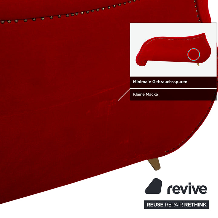 Bretz Gaudi Fabric Three Seater Red Sofa Couch