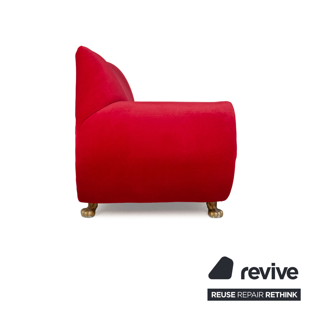 Bretz Gaudi Fabric Three Seater Red Sofa Couch