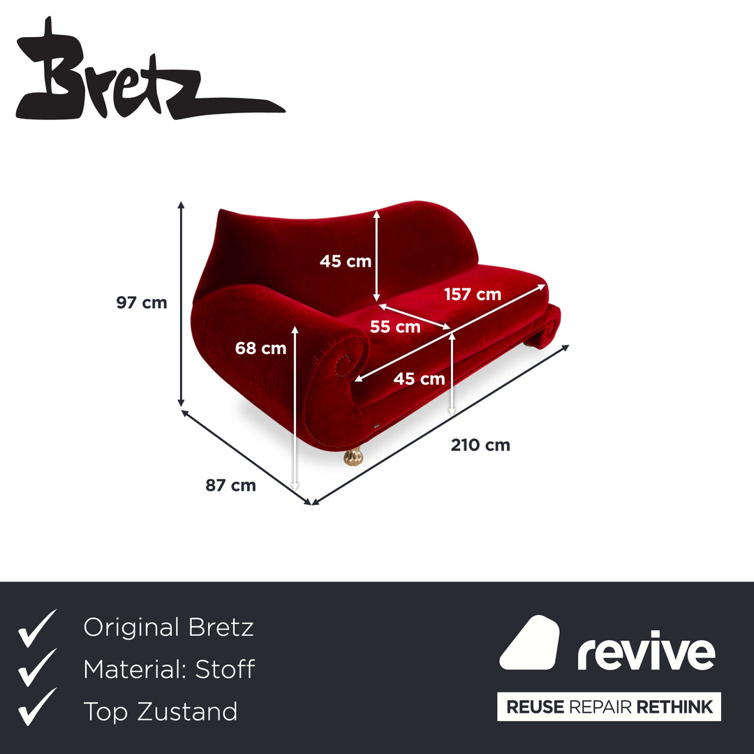 Bretz Gaudi Stoff Dreisitzer Rot Sofa Couch