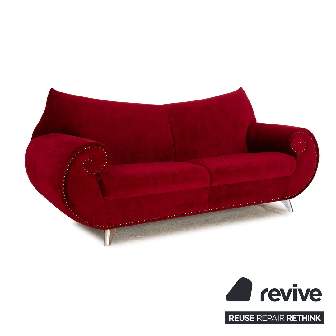 Bretz Gaudi Stoff Dreisitzer Rot Sofa Couch Neubezug