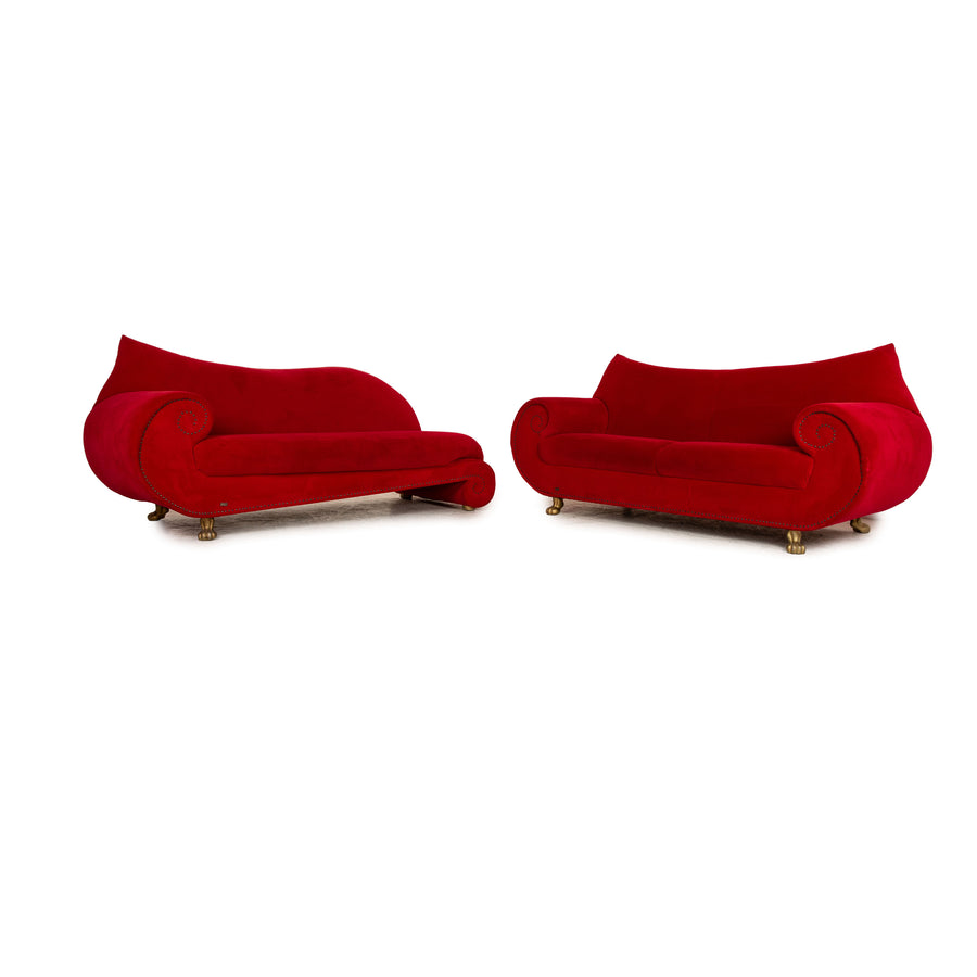 Bretz Gaudi Fabric Three Seater Red Sofa Couch