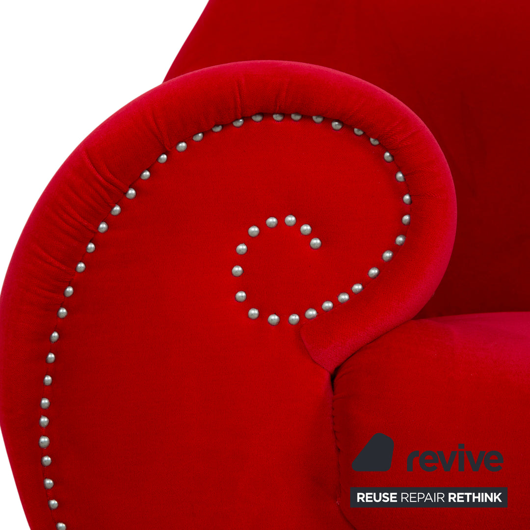 Bretz Gaudi Stoff Samt Dreisitzer Rot Silber Sofa Couch
