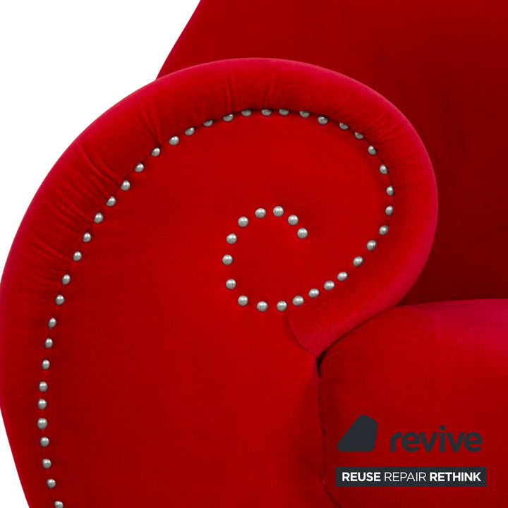 Bretz Gaudi Stoff Samt Dreisitzer Rot Silber Sofa Couch