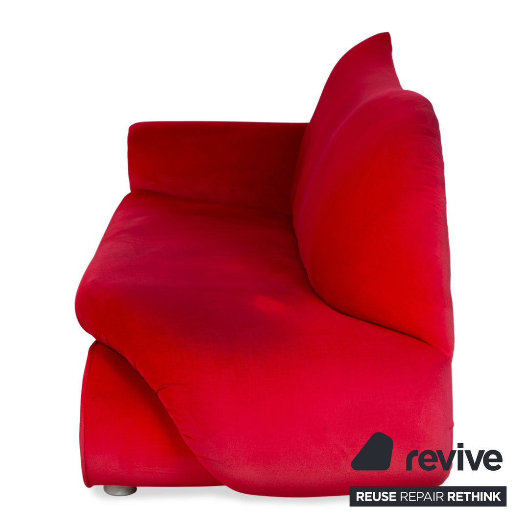 Bretz Gaudi Stoff Samt Dreisitzer Rot Silber Sofa Couch