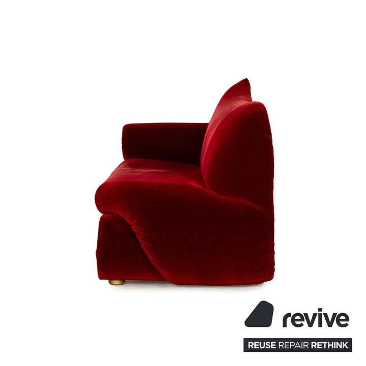 Bretz Gaudi Fabric Three Seater Red Sofa Couch