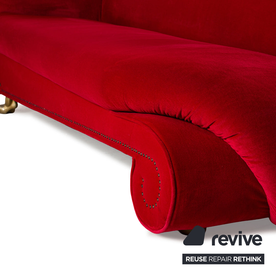 Bretz Gaudi Fabric Three Seater Red Sofa Couch