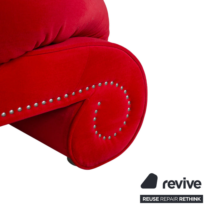 Bretz Gaudi Stoff Samt Dreisitzer Rot Silber Sofa Couch