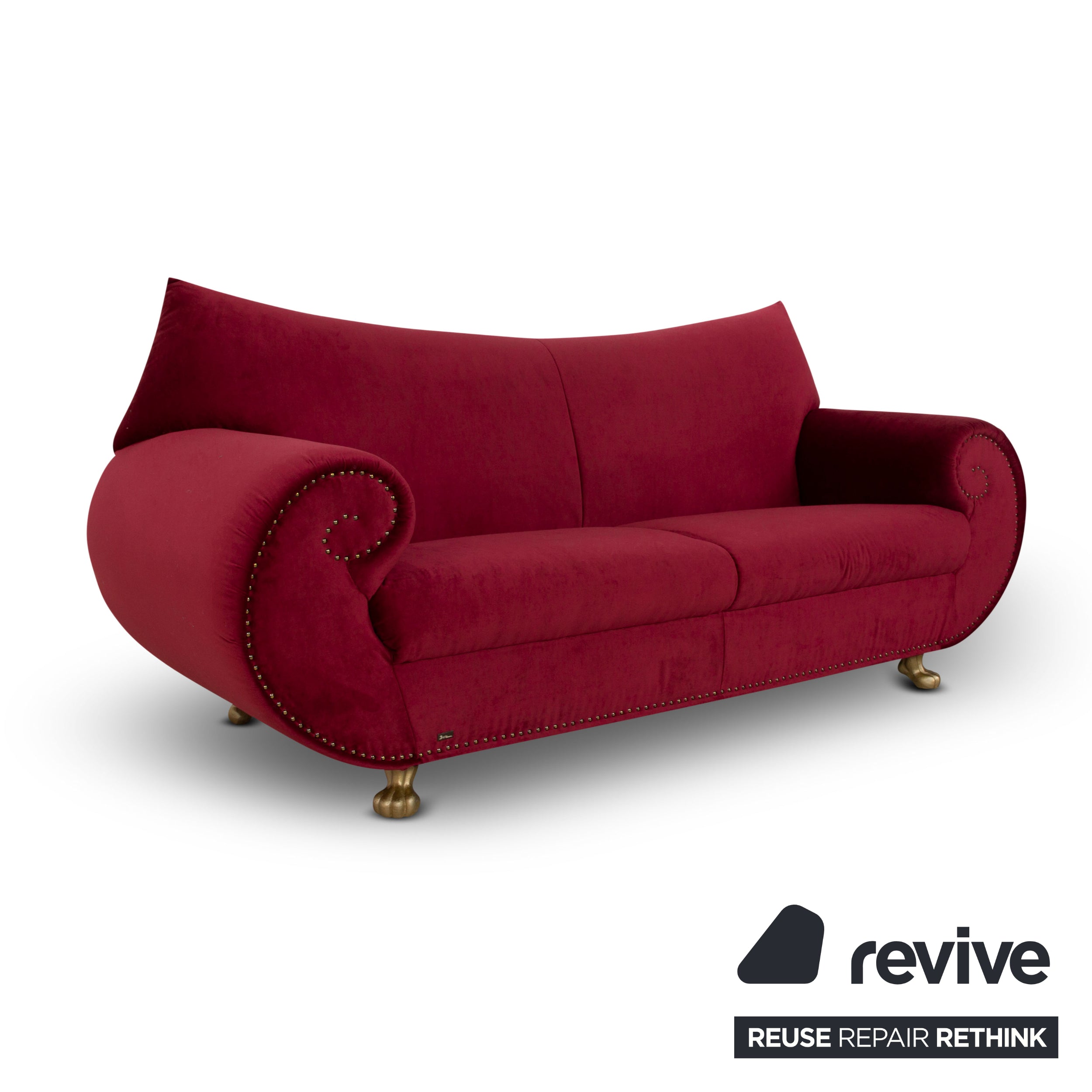 Bretz Gaudi Stoff Dreisitzer Rot Sofa Couch Neubezug