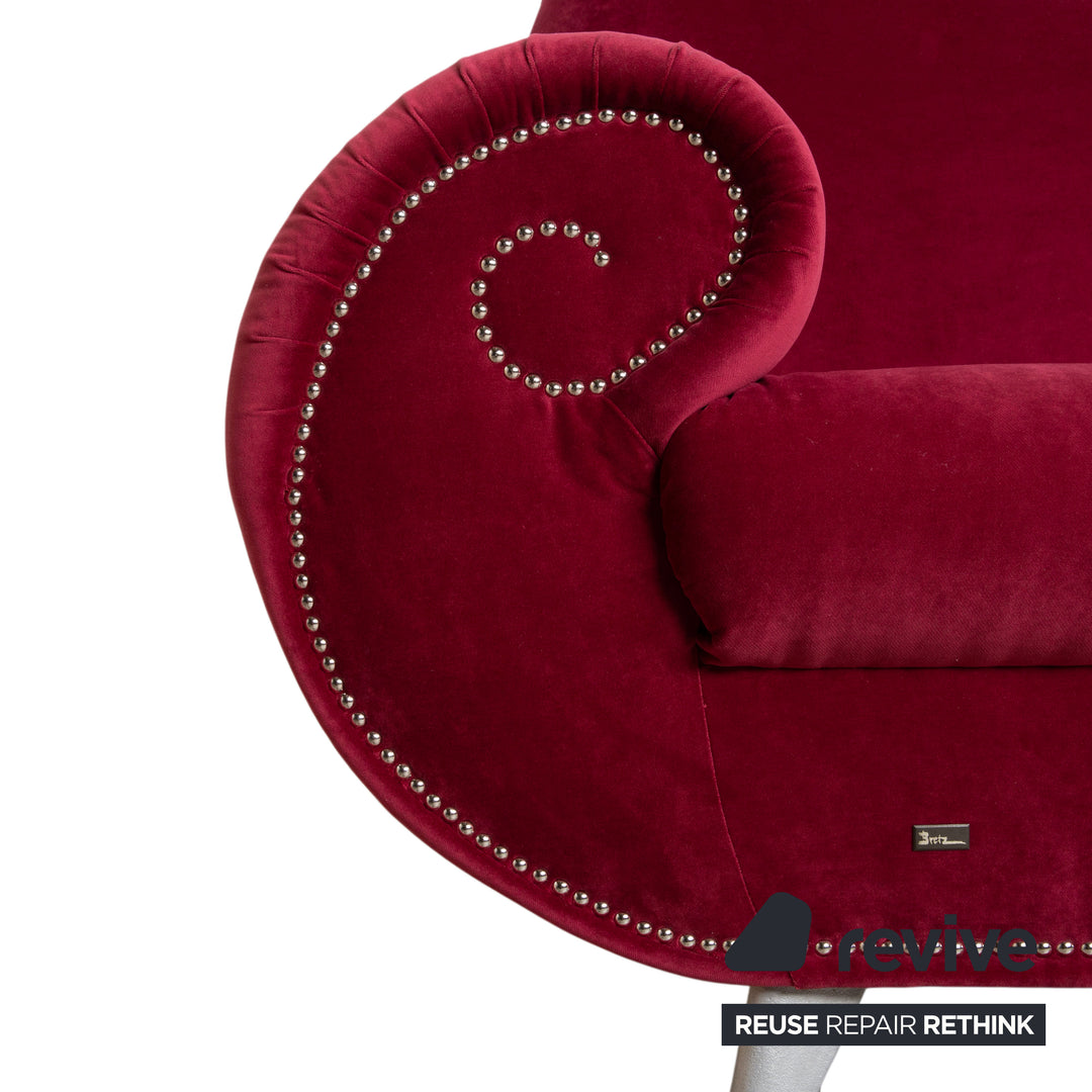 Bretz Gaudi Stoff Dreisitzer Rot Sofa Couch Nieten Gold Neubezug MELIA FR 851