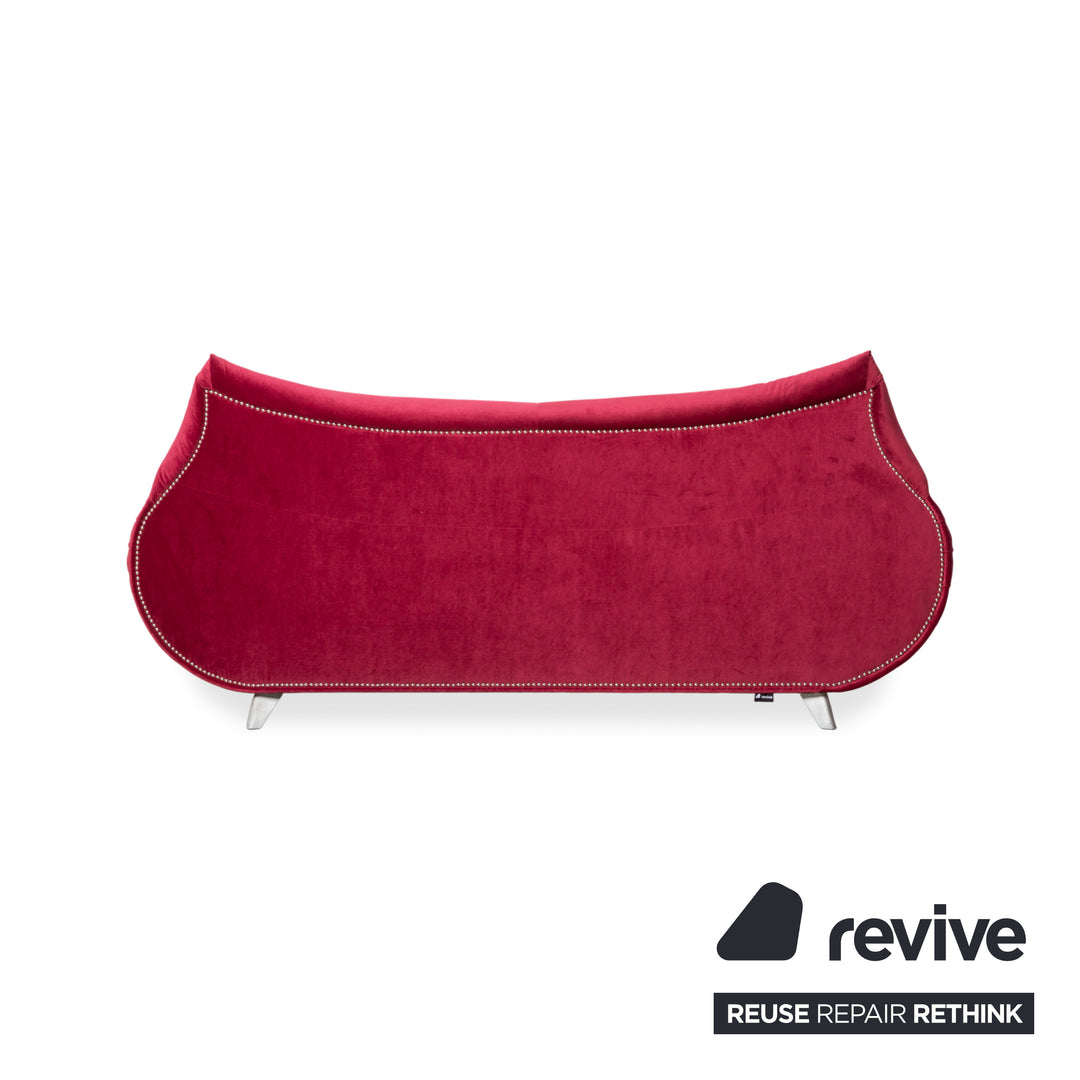 Bretz Gaudi Stoff Dreisitzer Rot Sofa Couch Nieten Gold Neubezug MELIA FR 851