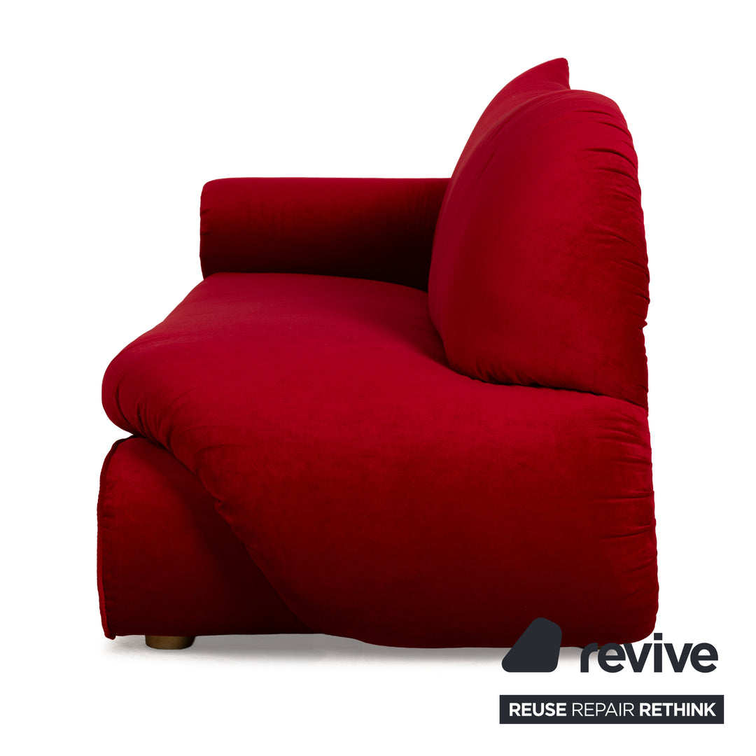 Bretz Gaudi Stoff Dreisitzer Rot Sofa Couch Samt Neubezug