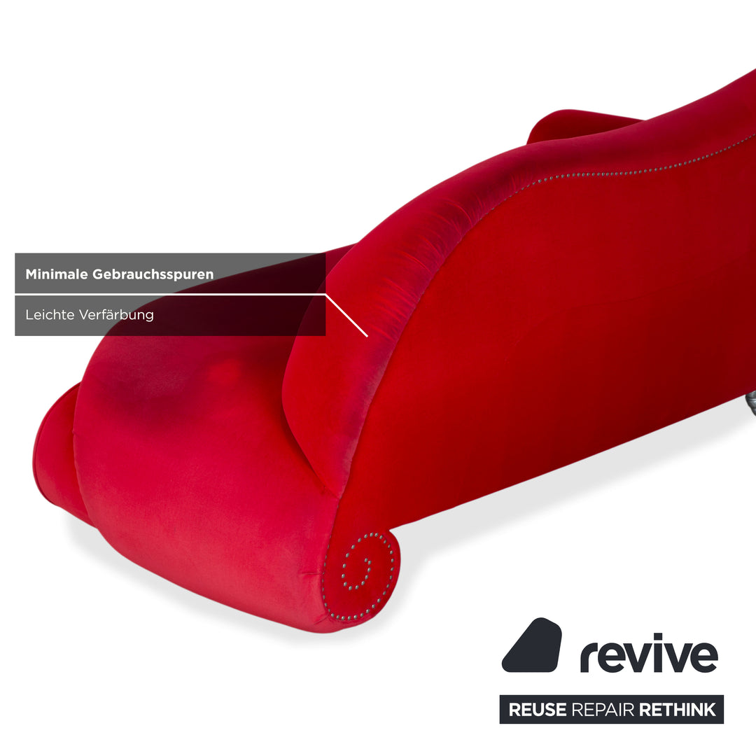 Bretz Gaudi Stoff Samt Dreisitzer Rot Silber Sofa Couch