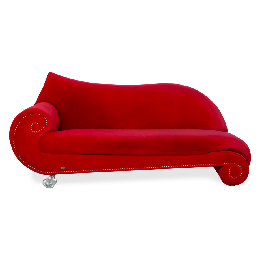 Bretz Gaudi Stoff Samt Dreisitzer Rot Silber Sofa Couch