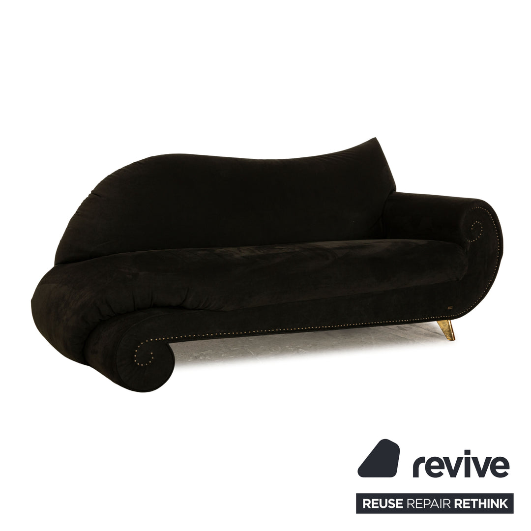 Bretz Gaudi Fabric Three Seater Black Sofa Couch